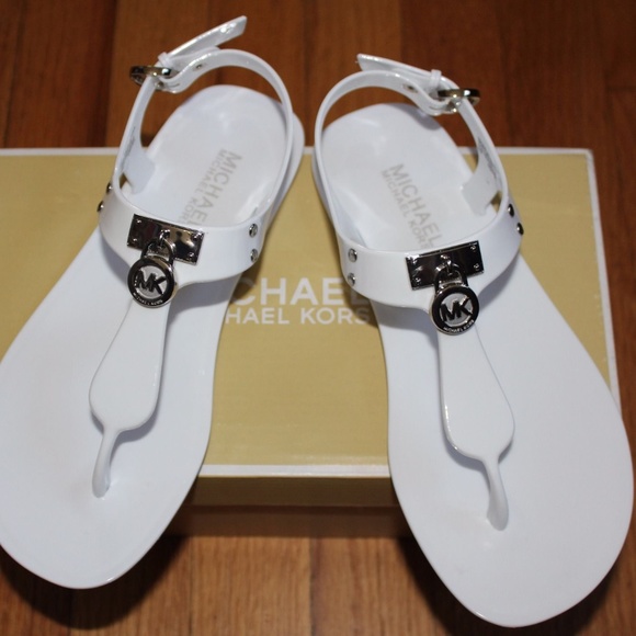 michael kors white thong sandals
